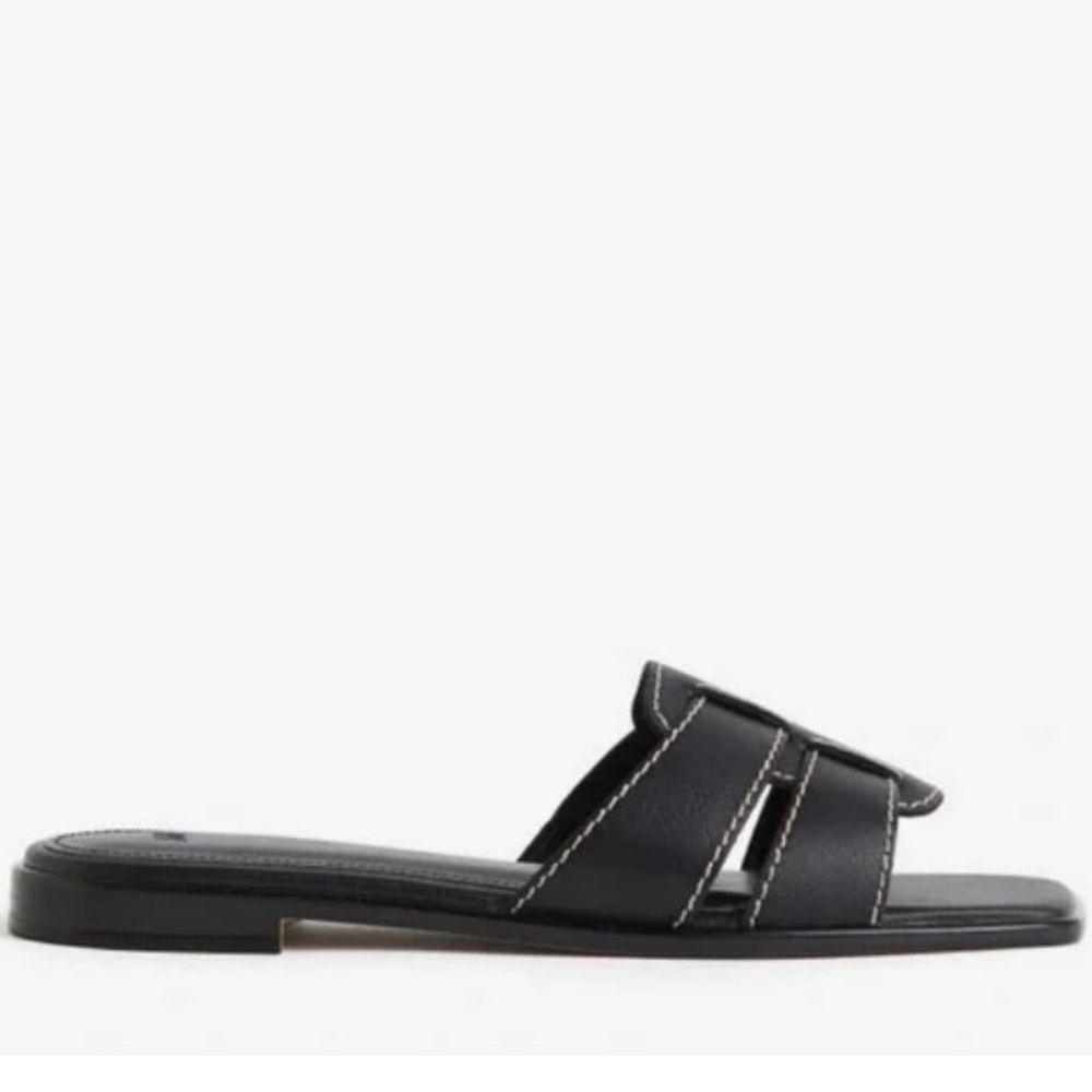 H&M Leather Black Sandals Woman’s Size 9 - Picture 5 of 9